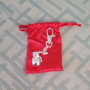 Silver Boxing Glove Keychain Charm with Red Pouch